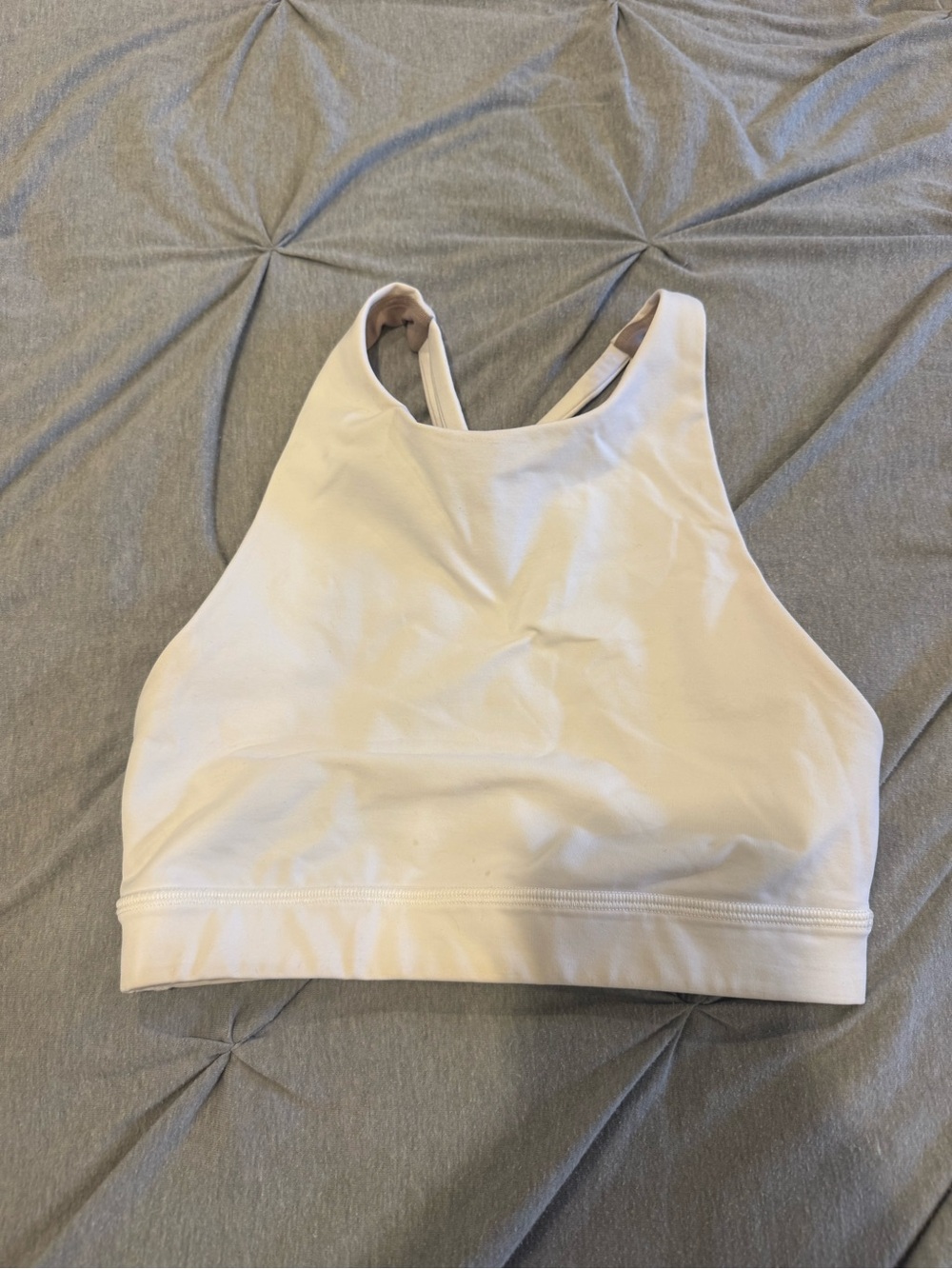 High Neck Women's Sports Bra - White